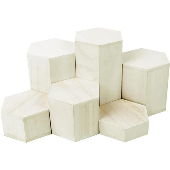 Storage & Organization | Wooden 6 Pcs Hexagon Risers For Display ...